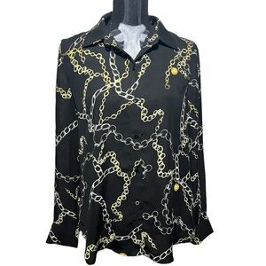 Philosophy black chain blouse medium